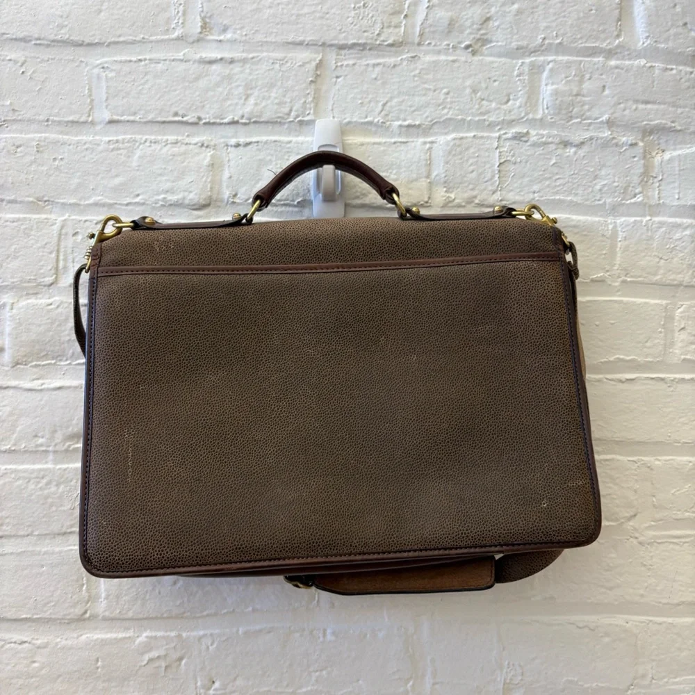Jack George’s || Pebbled Briefcase‎ Laptop Bag Leather Brown Tan